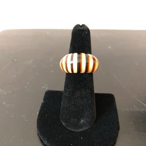 Vintage Bakelite Brown Striped Ring Sz. 6